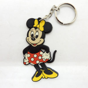 Disney Mickey Minnie Mouse Yellow Keychain Rubber Antiguo Retro Vintage Colección