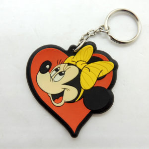 Disney Mickey Minnie Mouse Heart Keychain Rubber Antiguo Retro Vintage Colección