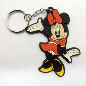Disney Mickey Minnie Mouse Red Keychain Rubber Retro Antiguo Vintage Colección