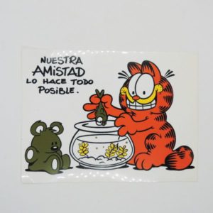 Garfield Pecera Cartel De Plastico Vintage Colección