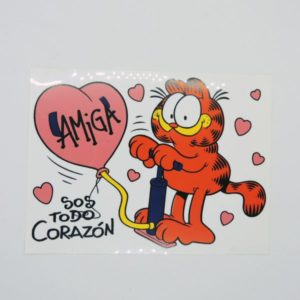 Garfield Corazon Cartel De Plastico Vintage Colección