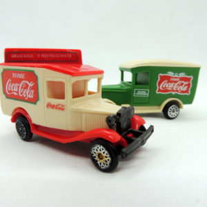 Coca Cola Camionsitos Reparto Plastico Lote x 2 Antiguos Retro Vintage Colección