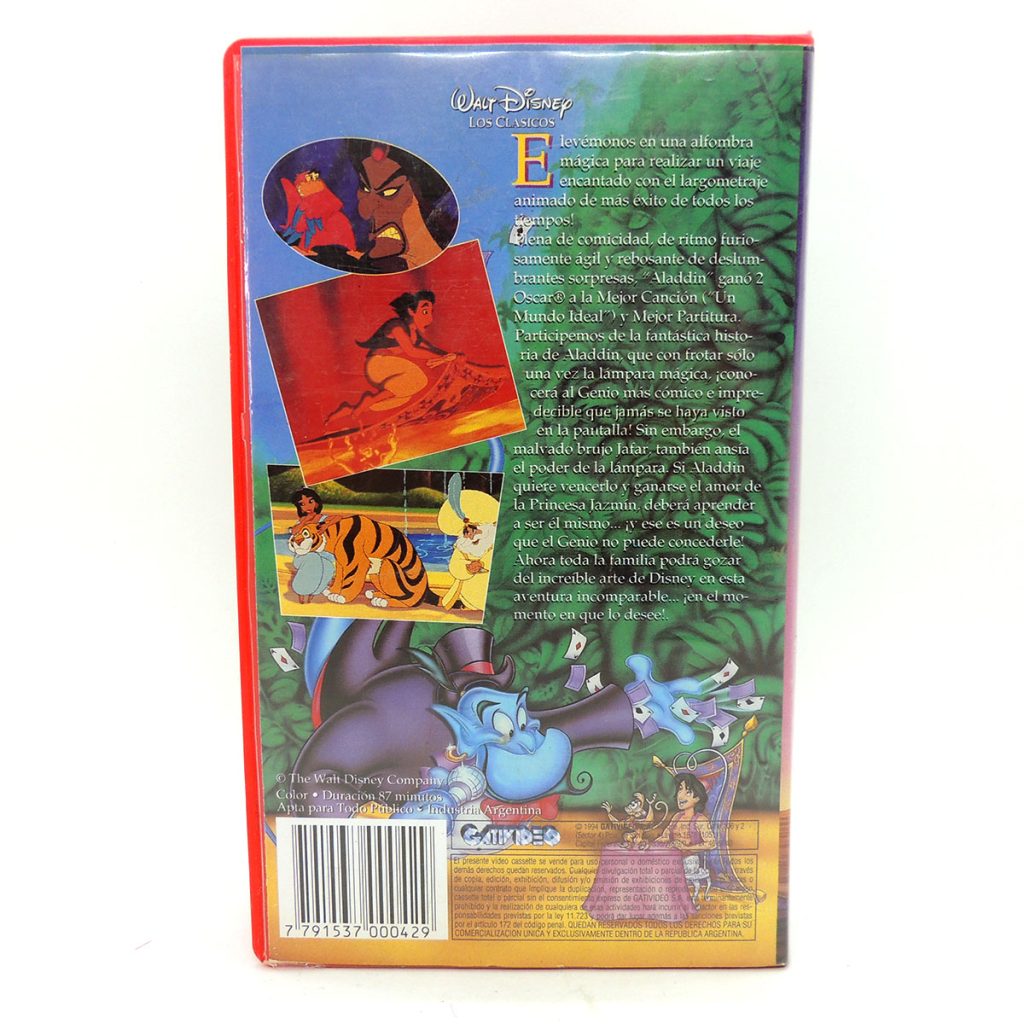 Aladdin VHS Pelicula Clasicos Walt Disney Español - Madtoyz