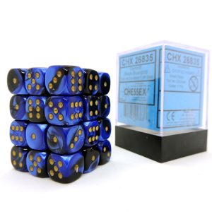 Chessex Dados 12mm  Gemini: Black-Blue Gold Dices