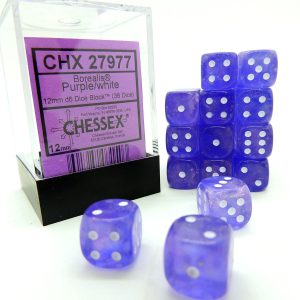 Chessex Dados 12mm Borealis: Purple White Dices