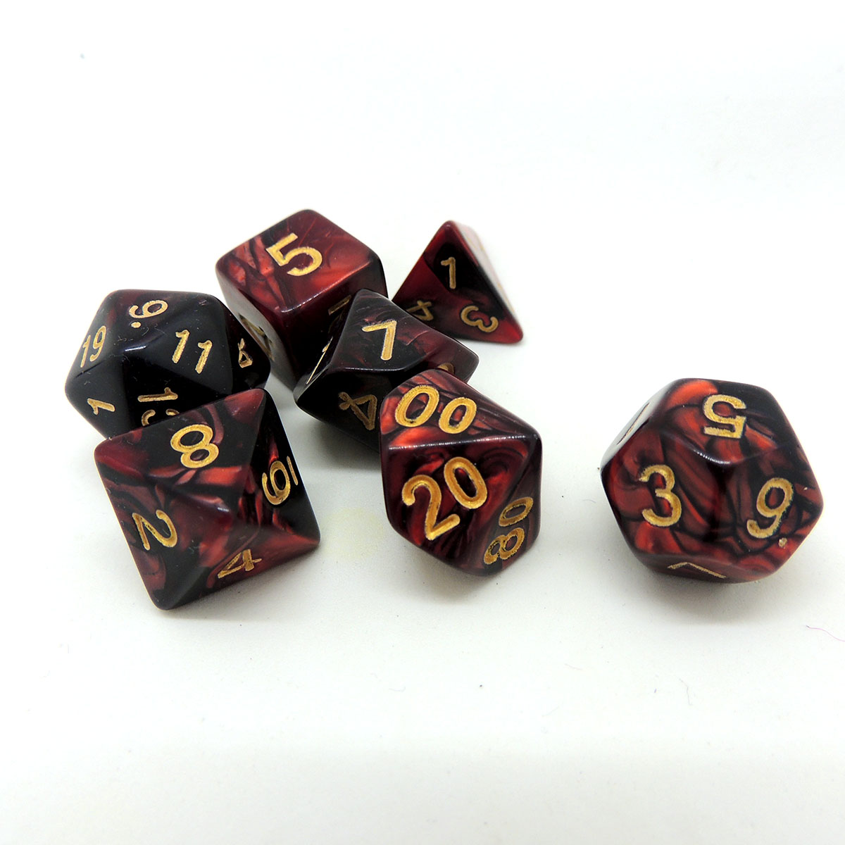 Set de 7 Dados para Rol D7 Rojo Negro MTG - Madtoyz