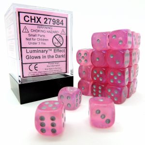 Chessex Dados 12mm Pink/Silver Luminary Dice