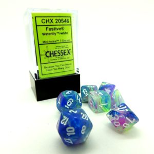 Chessex Dados Festive 10mm Mini Waterlily/White D7