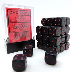 Chessex Dados 12mm Black/Red Opaque Dice