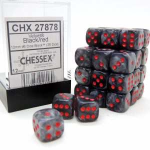 Chessex Dados 12mm Black/Red Velvet Dice