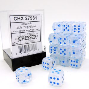 Chessex Dados 12mm Icicle/Light Blue Borealis Dice