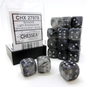 Chessex Dados 12mm Light Smoker/Silver Borealis Dice