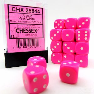 Chessex Dados 12mm Pink/White Opaque Dice