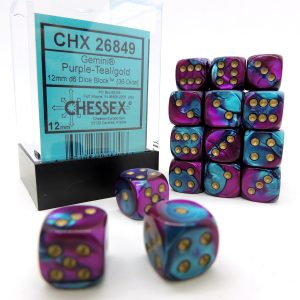 Chessex Dados 12mm Purple-Teal/Gold Gemini Dice