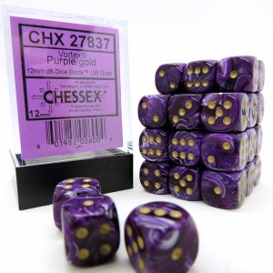 Chessex Dados 12mm Purple/Gold Vortext Dice