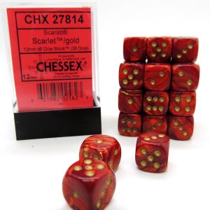 Chessex Dados 12mm Scarlet/Gold Scarab Dice