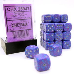 Chessex Dados 12mm Silver/Tetra Speckeld Dice