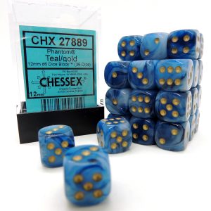 Chessex Dados 12mm Teal/Gold Phantom Dice