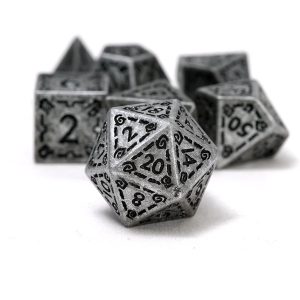 Sirius Dice Illusory Metal Dice Set - Silver D7 D&D