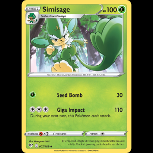 Pokemon TCG Simisage - Darkness Ablaze NM swsh3-7