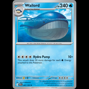 Pokemon TCG Wailord - Journey Together NM sv9-41 holofoil