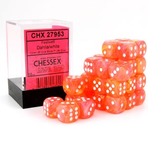Chessex Dados 12mm Dahlia/White Festive Dice D6