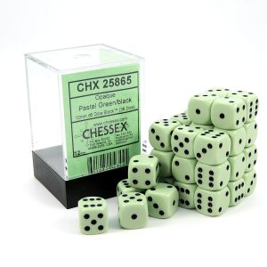 Chessex Dados 12mm Green/Black Pastel Dice D6