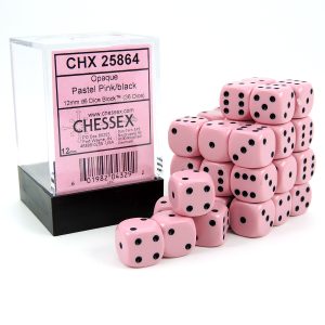 Chessex Dados 12mm Pink/Black Pastel Dice D6