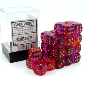 Chessex Dados 12mm Red-Violet/Gold Translucent Dice D6