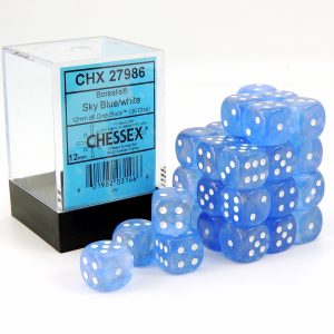 Chessex Dados 12mm  Sky Blue/White Luminary Dice D6