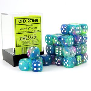 Chessex Dados 12mm Waterlily/White Festive Dice D6