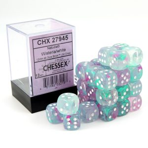 Chessex Dados 12mm Wisteria/white Luminary Dice D6