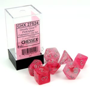 Chessex Dados D7 Menagerie Pink/Silver Ghostly Glow
