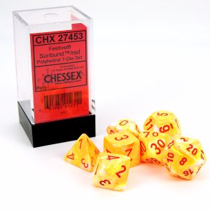 Chessex Dados D7 Menagerie Sunburst/Red Poly Festive