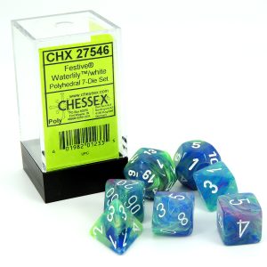 Chessex Dados D7 Menagerie Waterlily/White Festive