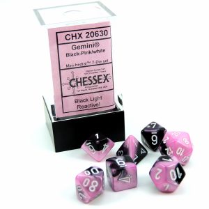 Chessex Dados Gemini 10mm Mini Black-Pink/White D7