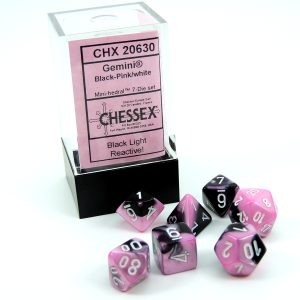 Chessex Dados Gemini 10mm Mini Black-Pink/White D7