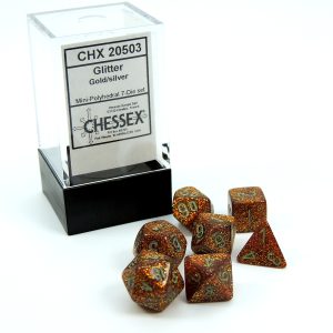 Chessex Dados Glitter 10mm Mini Gold/Silver D7