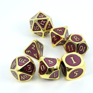 Fan Roll Dados 16mm  Gold with Purple Enamel Metal Dice D7