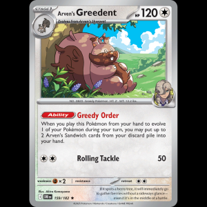 Pokemon TCG Arven's Greedent - Destined Rivals sv10-159 holofoil