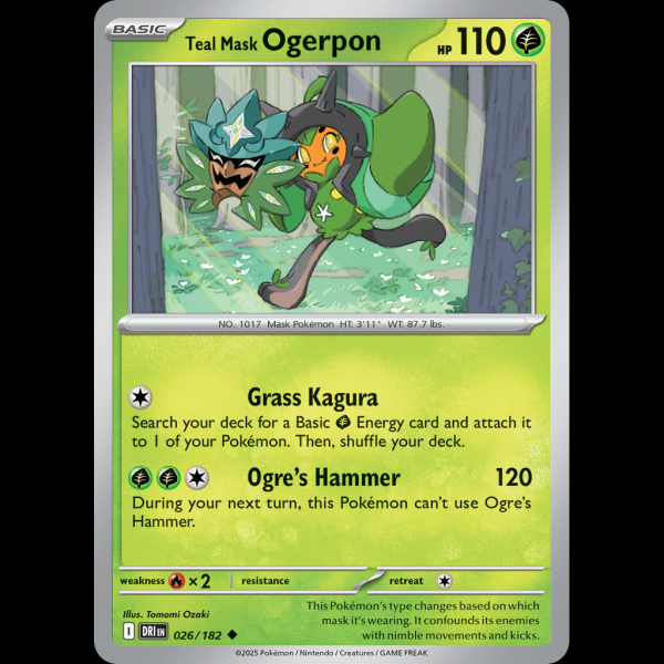 ogerpon pokemon cards Teal Mask Ogerpon ex - 025/167 - SV06: Twilight Masquerade [DOUBLE RARE] [Near Mint]