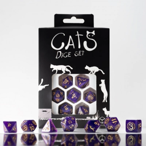 Q-Workshop 7 Dados Die Set Cats Purple/Gold D&D