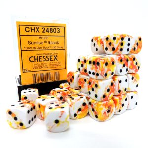 Chessex Dados 12mm Sunrise/Black Brush Dice D6