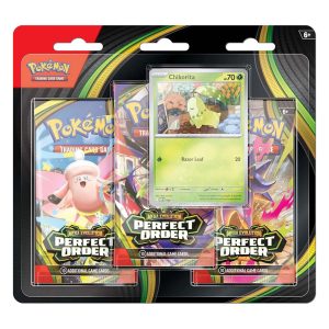 Pokemon TCG Chicoria Blister 3 Booster Perfect Order Ingles