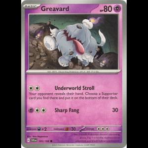 Pokemon TCG Greavard - 105/198 - Scarlet & Violet Base Set