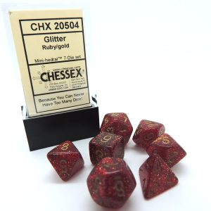 Chessex Dados 10mm Mini Glitter Ruby Gold D7
