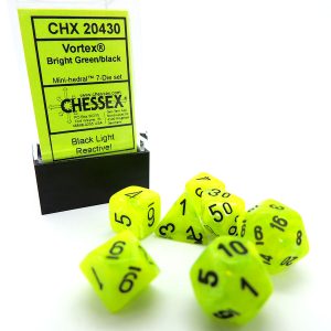 Chessex Dados 10mm Mini Vortex Bright Green Black D7