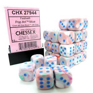 Chessex Dados 12mm Festive Pop Art Blue Dice D6