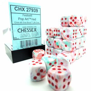 Chessex Dados 12mm Festive Por Art Red Dice D6