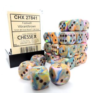 Chessex Dados 12mm Festive Vibrant Brown Dice D6